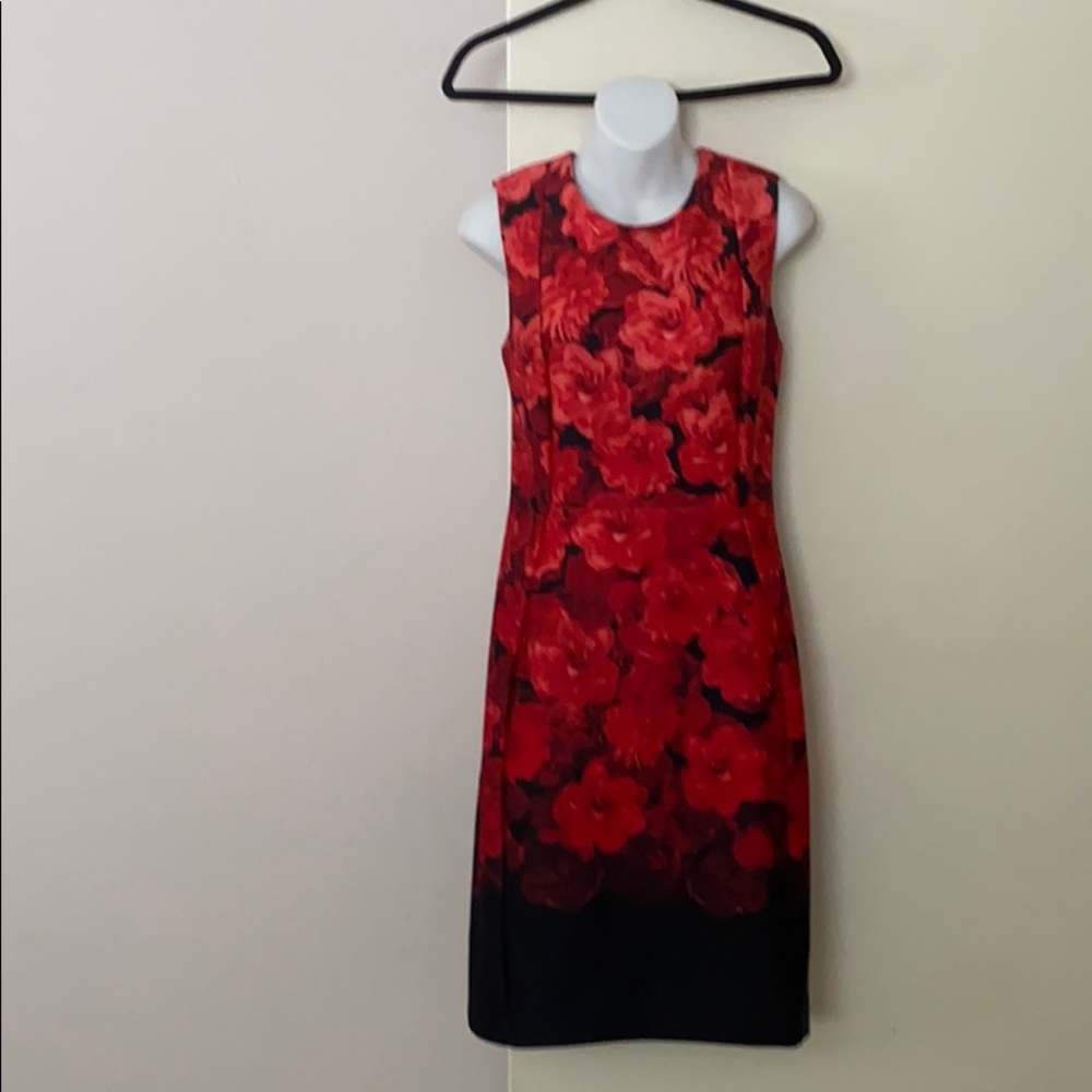 Calvin klein red scuba rose dress